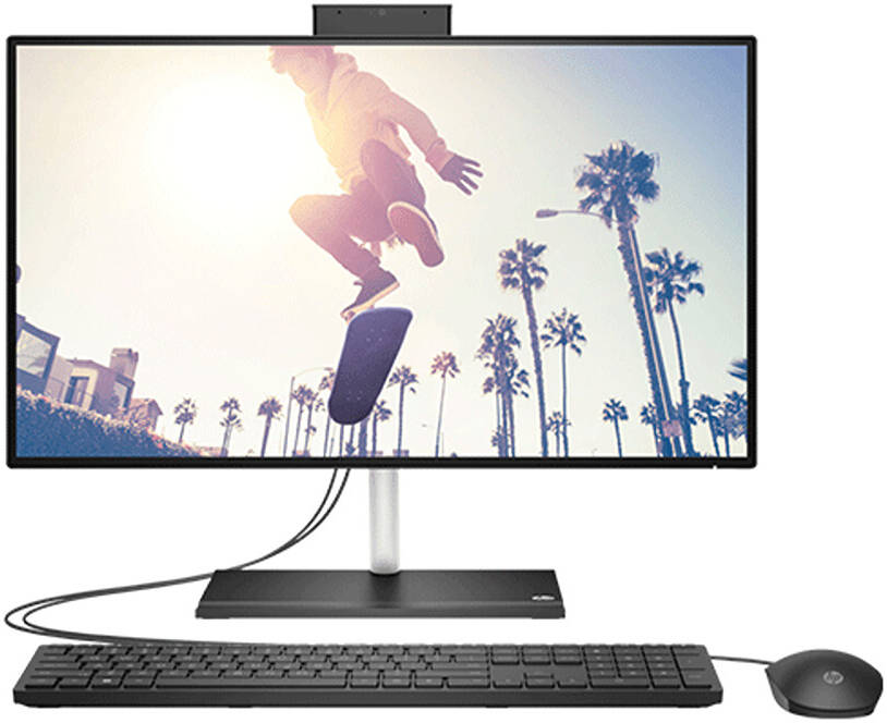 HP 24-cb1018nh All-In-One Desktop Computer, 23.8" FHD IPS Touch Display, Intel Core i5-1235U, 8GB RAM, 512GB SSD, Intel UHD Graphics, HP 225 Wired Mou