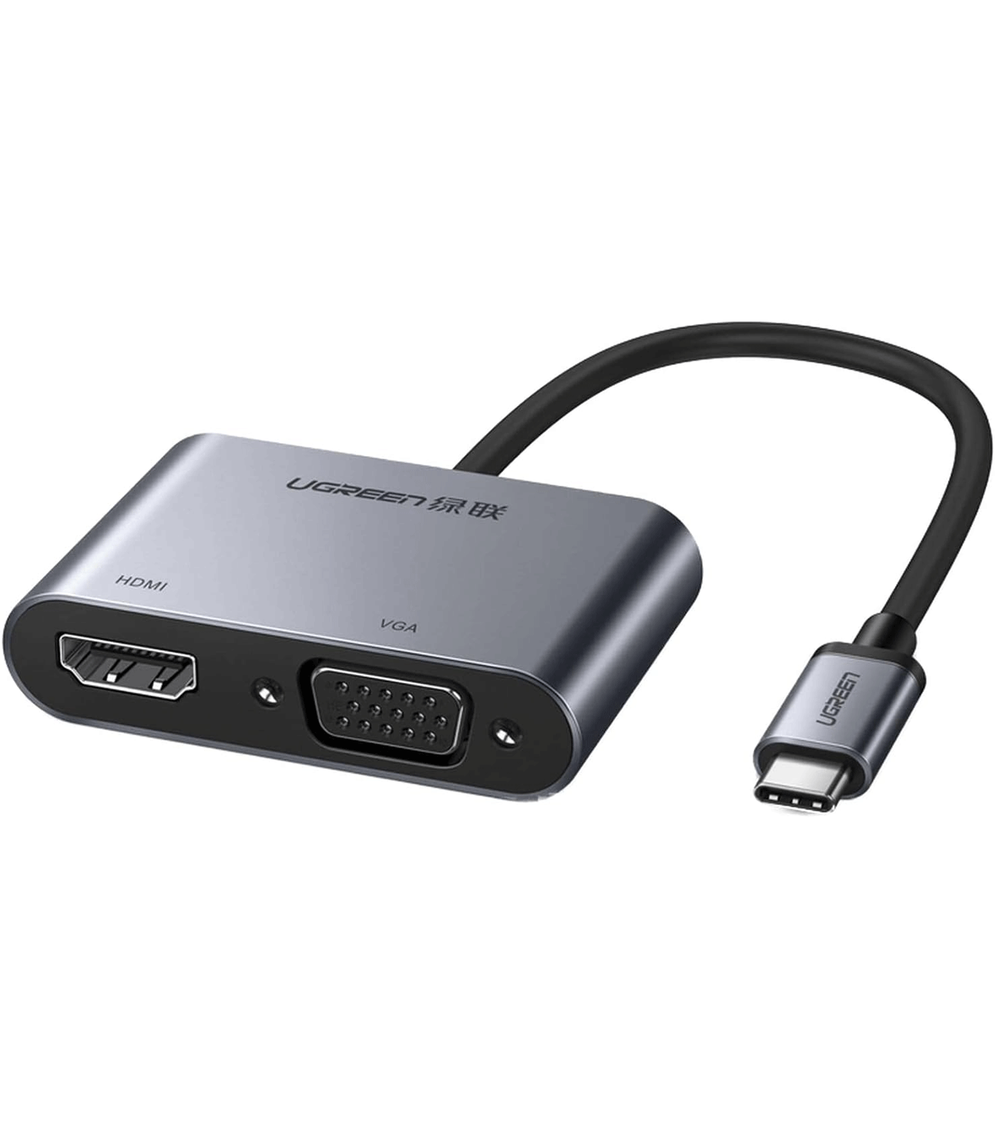 UGREEN USB-C to HDMI + VGA +USB 3.0 Adapter with PD - Space Gray