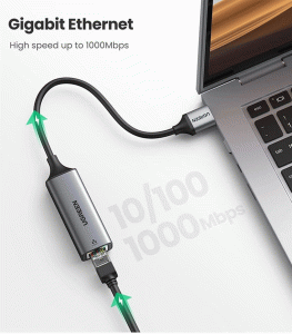 UGREEN USB 3.0 to RJ45 Ethernet Adapter Aluminum Case - Space Grey