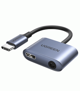 UGREEN 2-in-1 USB-C to 3.5mm Audio Adapter - Space Gray