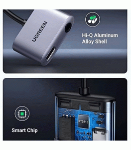 UGREEN 2-in-1 USB-C to 3.5mm Audio Adapter - Space Gray