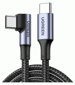 UGREEN USB-C 2.0 Male to Angled USB-C 2.0 Male Cable 1m - Black