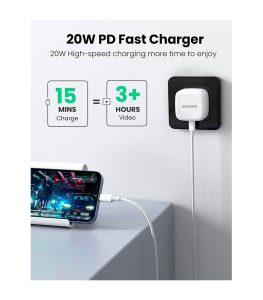 UGREEN 20W PD USB-C Fast Charger and Cable 1m White