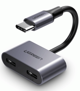 UGREEN 2-in-1 USB-C to Headphone & Charger Adapter - Black