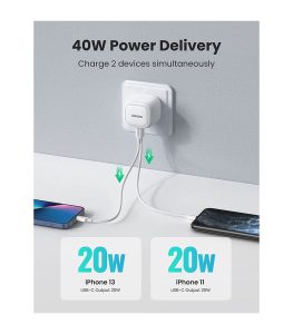 UGREEN 2X USB-C Port PD Charger 40W UK White