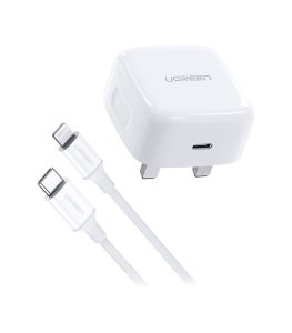 UGREEN 20W PD USB-C Fast Charger and Cable 1m White