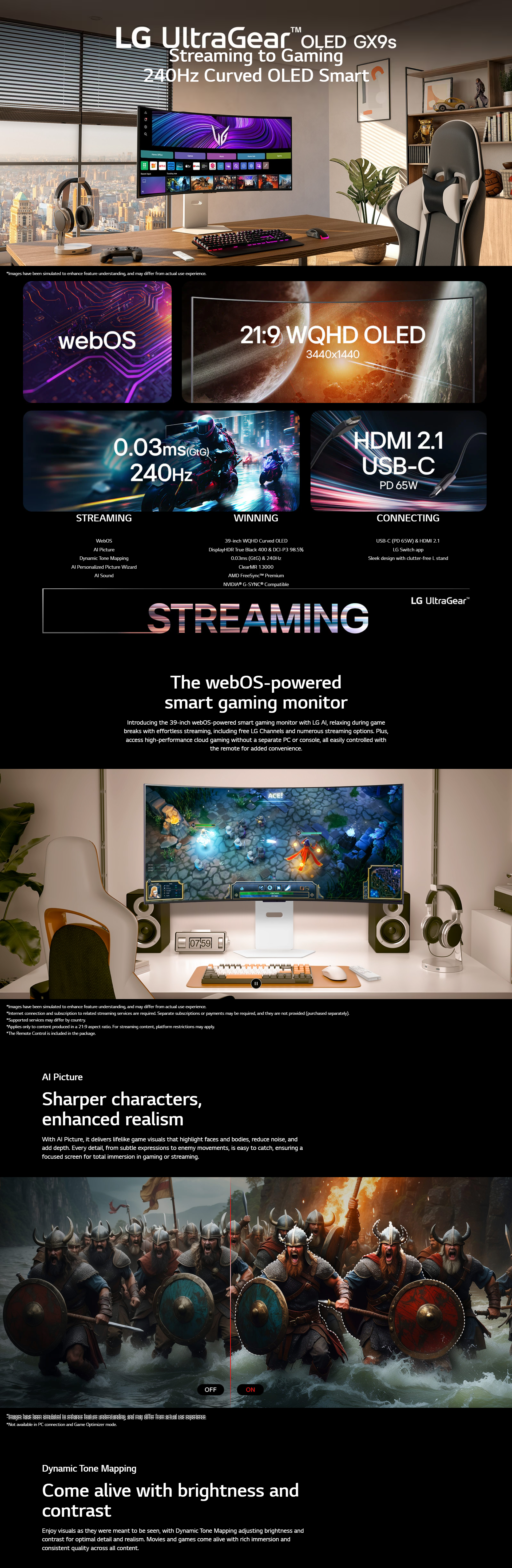 LG UltraGear 39GX90SA-W 39 Inch OLED Curved Gaming Monitor