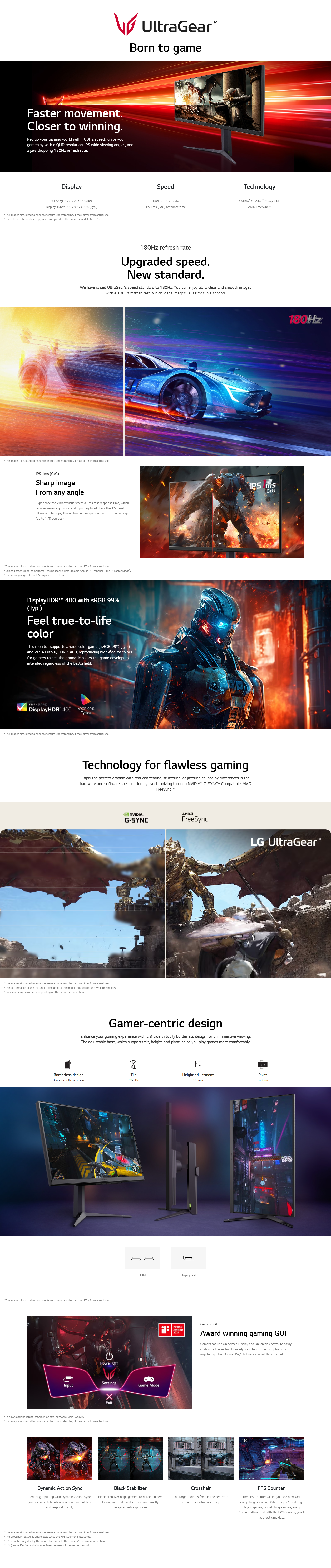 LG UltraGear 32GS75Q-B QHD Gaming Monitor