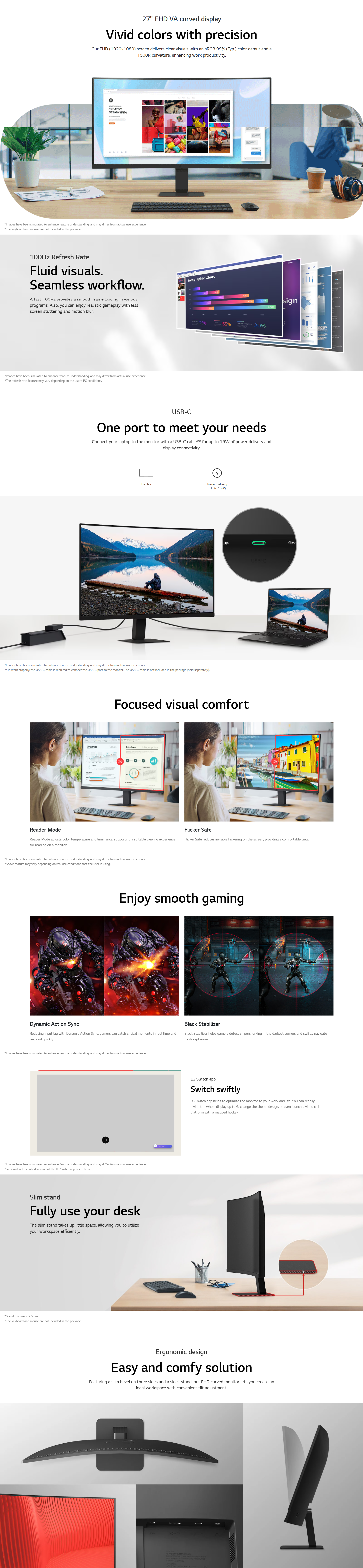 LG Curved FHD 100Hz USB-C Monitor