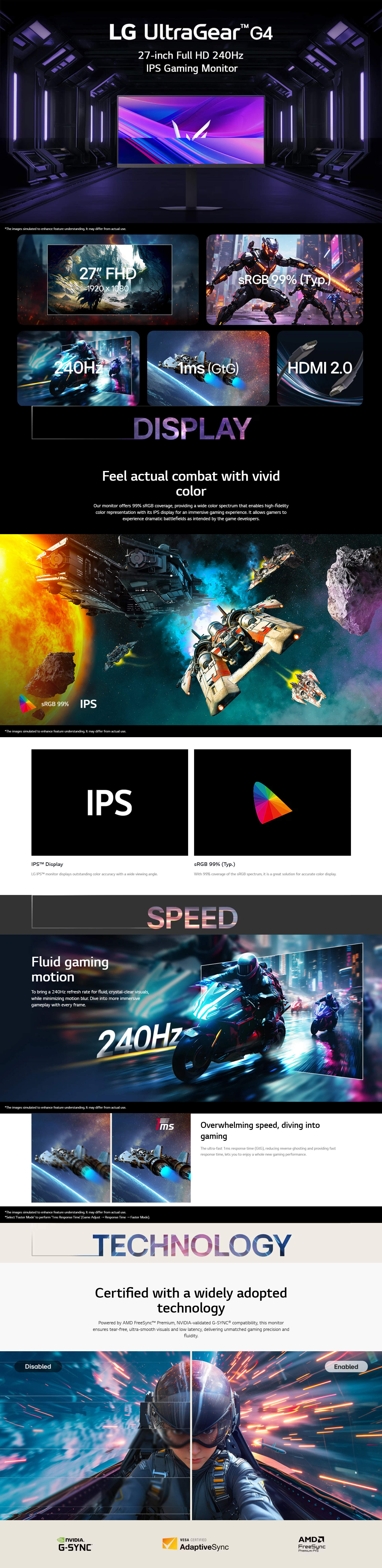 LG 27 Inch UltraGear 27G440A-B G4 FHD Gaming Monitor