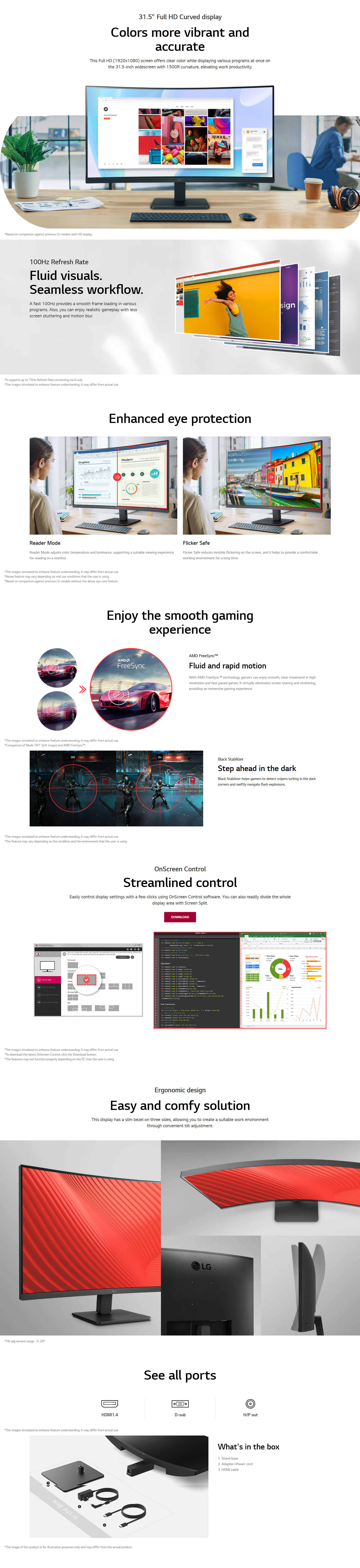 LG 32MR50C-B 32 Inch FHD Curved Monitor