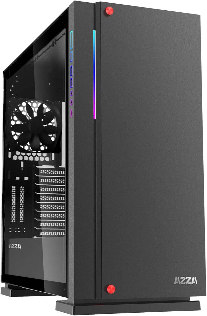 Azza Zircon 7000 ATX Full Tower Case, 2x Pre-Installed 120mm Black Fans, Up to 360mm Radiator Support, 10 Expansion Slot, Addressable RGB Light, Tempe