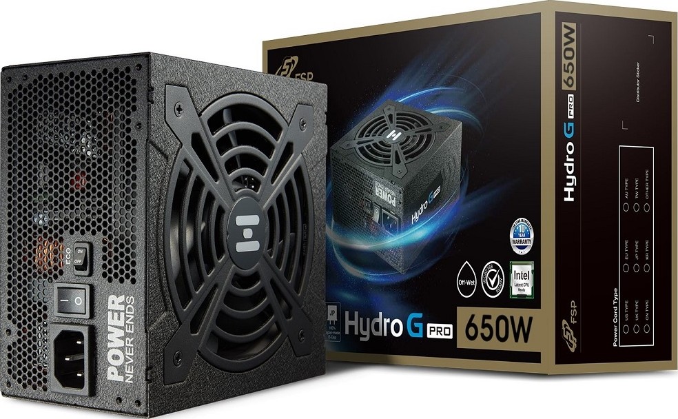 FSP HG2-650 Hydro G Pro 650W ATX Semi-Fanless Modular Power Supply, 80+ Gold, Active PFC, FDB Fan 120mm, 8-4A Input Current, 100-240Vac Voltage | PPA6