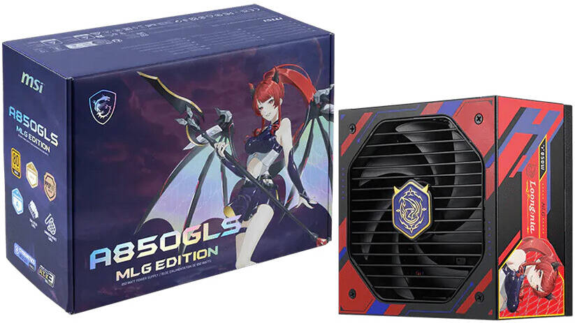 MSI A850GLS MLG Edition Fully Modular Power Supply, 850W Power, 80 PLUS Gold Efficiency, Fluid Dynamic Bearing Type, Alloy Copper Connector Terminals