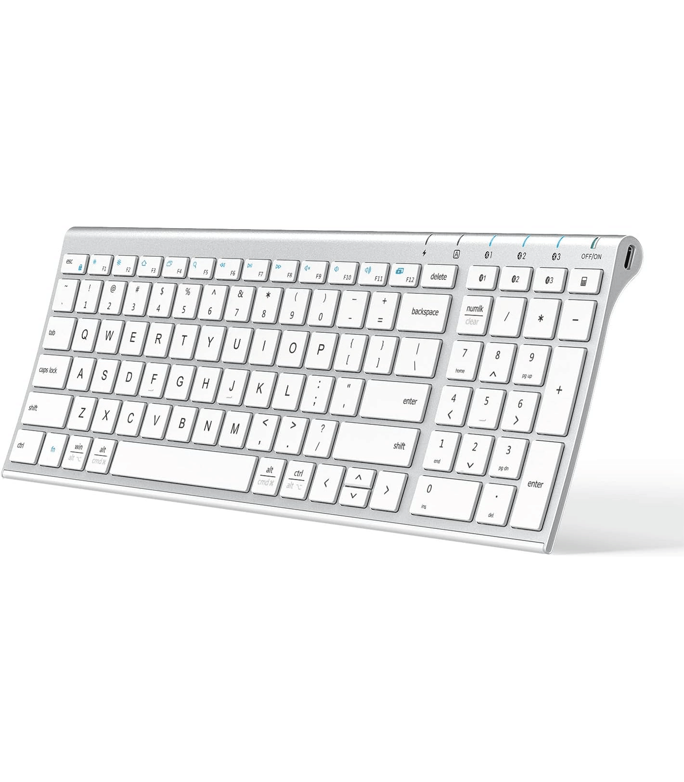 iClever BK10 Bluetooth Rechargeable Multi-Device Keyboard – QWERTZ Silver