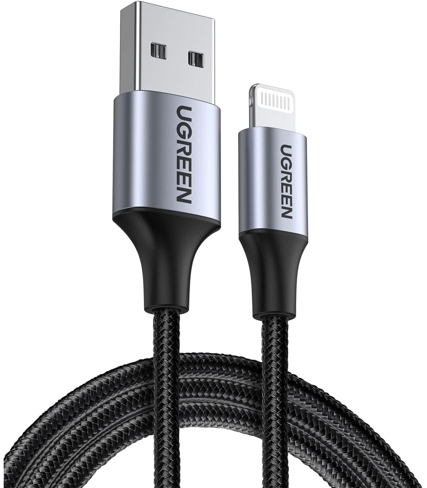 UGREEN USB-A to Lightning MFI Cable Alu Case with Nylon Braided 1m Black