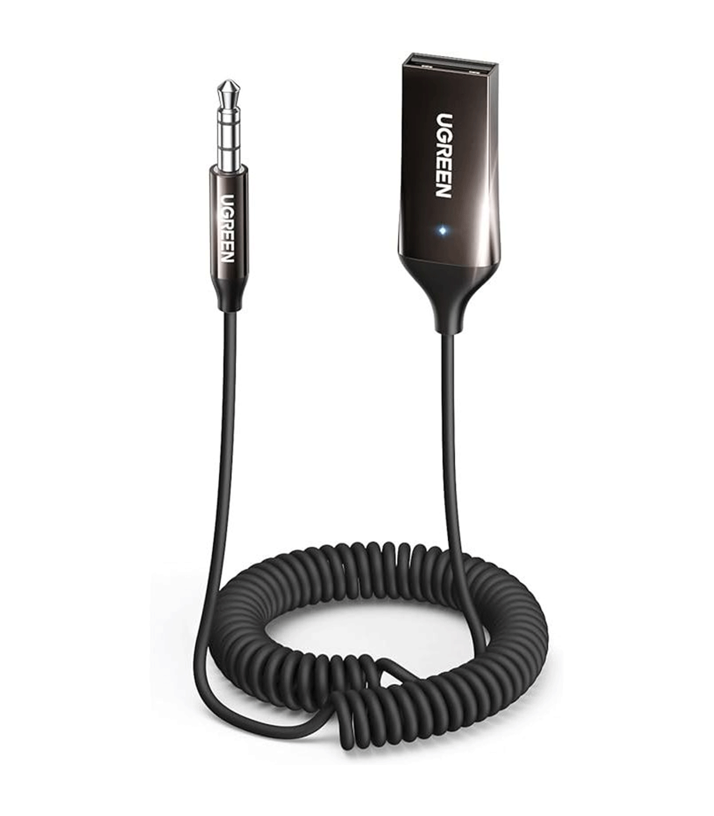 UGREEN Car Audio Adapter Bluetooth 5.0 Receiver Aux with Mic – Space Gray