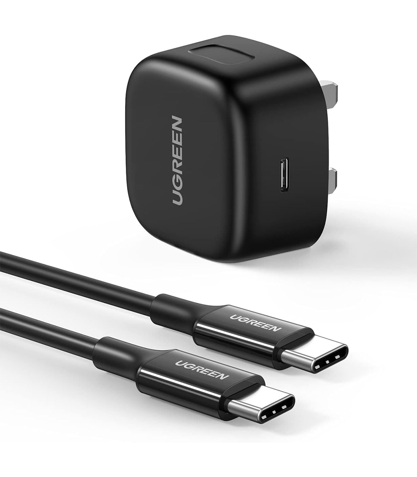 UGREEN 25W PD USB-C Fast Charger UK with C to C Cable 2m Black