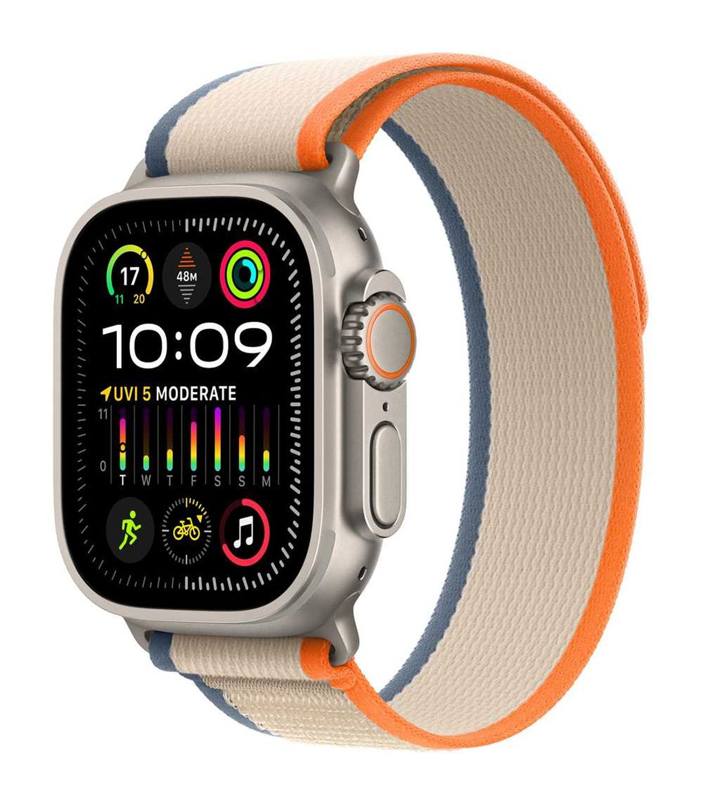 Apple Watch Ultra 2 GPS + Cellular 49mm Titanium Case with Beige Orange Trail Loop M/L Middle East Version