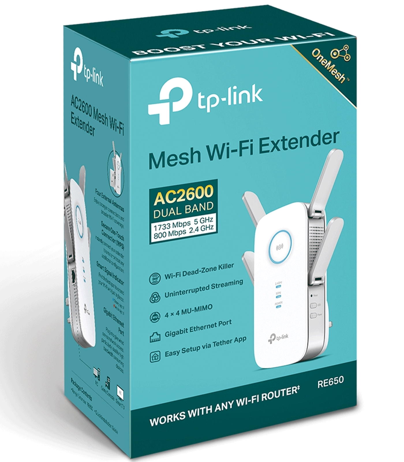 TP-Link AC2600 Dual Band Mesh Wi-Fi Range Extender – RE650 V2